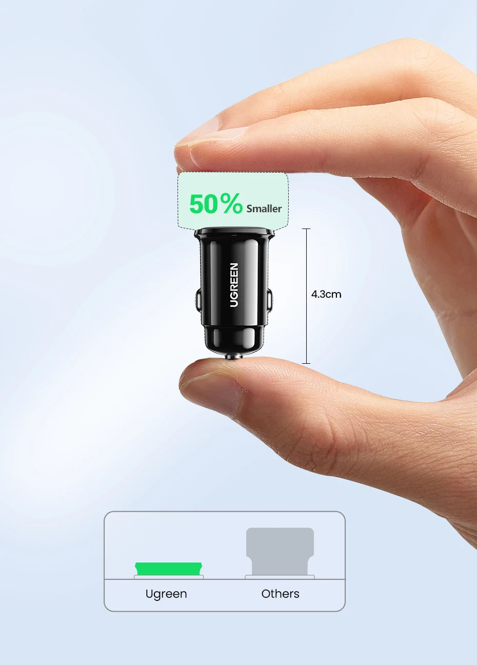 48W Dual Port Fast Car Charger with USB-C and USB-A