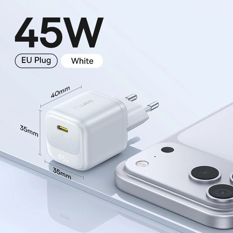 45W GaN USB-C Fast Charger for Smartphones and Laptops