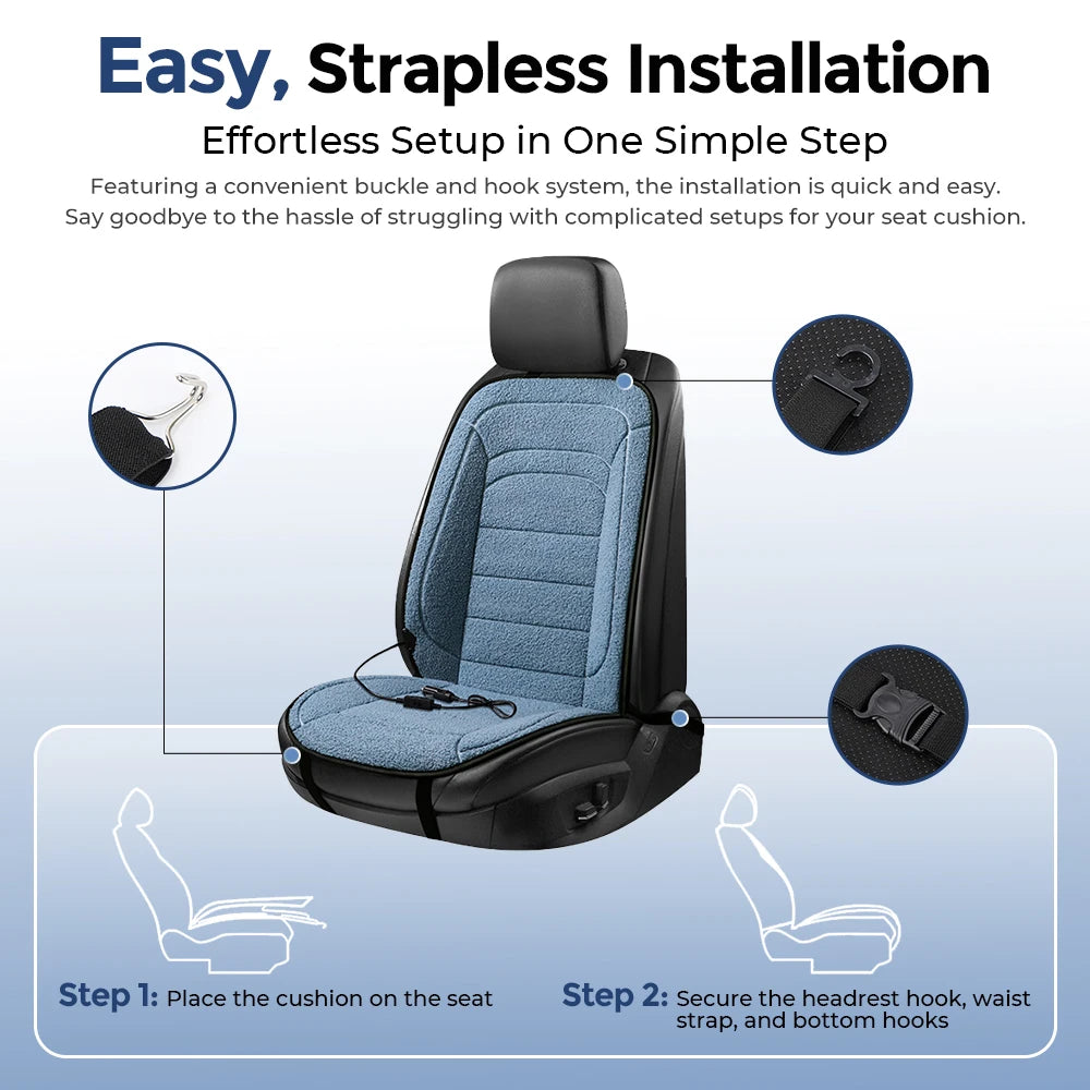 Heated Faux Lambswool Car Seat Cushion for Winter