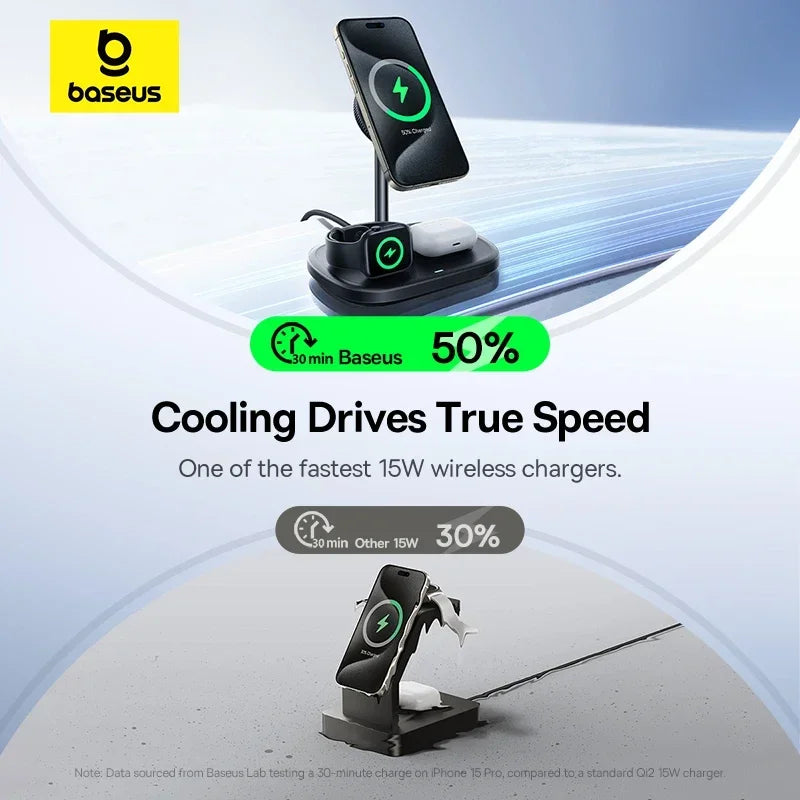 3-in-1 Magnetic Wireless Charging Stand with Active Cooling