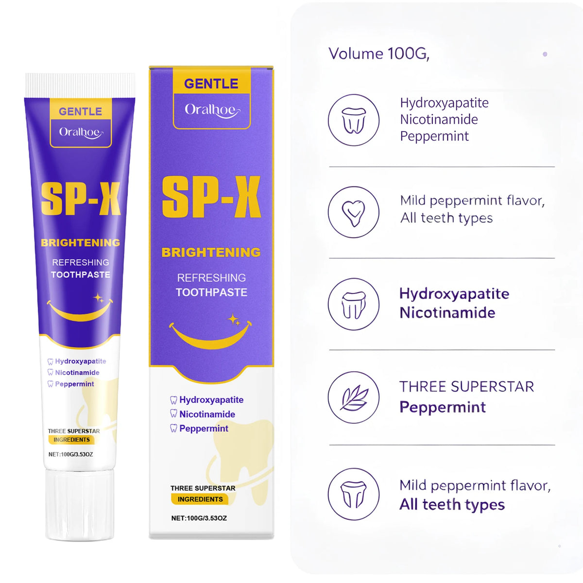 Brightening Teeth Whitening Toothpaste for Stain Removal