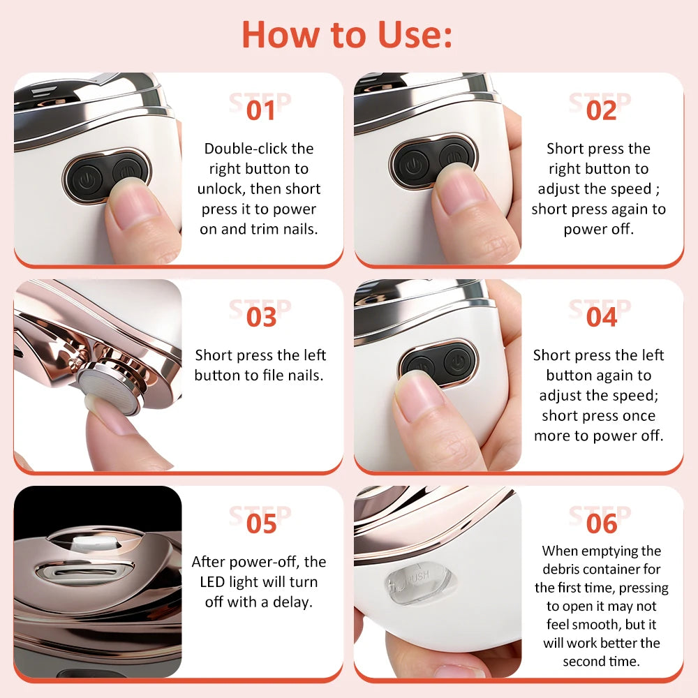 Electric Nail Clipper with LED Light and Debris Collector