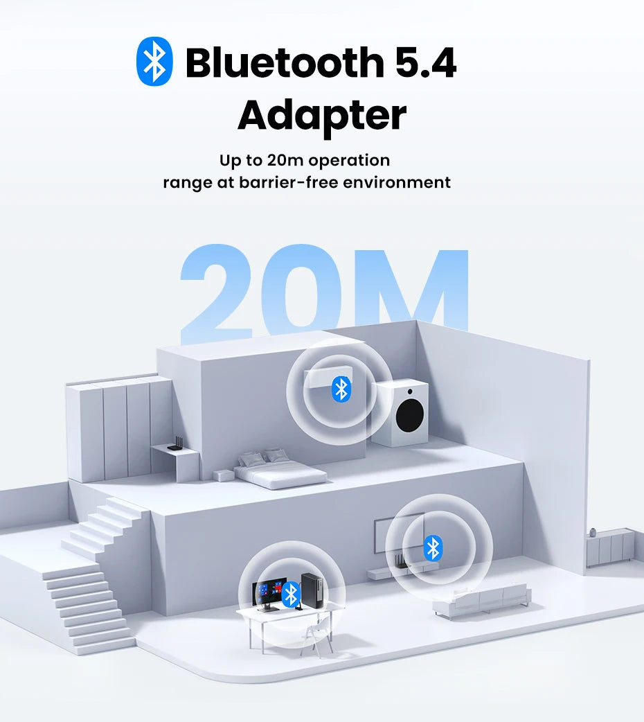 USB Bluetooth 5.4 Adapter for PC Wireless Connectivity