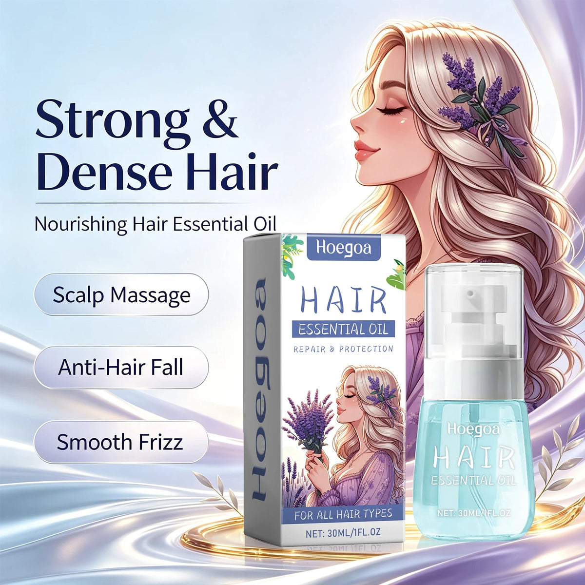 Lavender Essential Oil for Hair Repair and Frizz Control