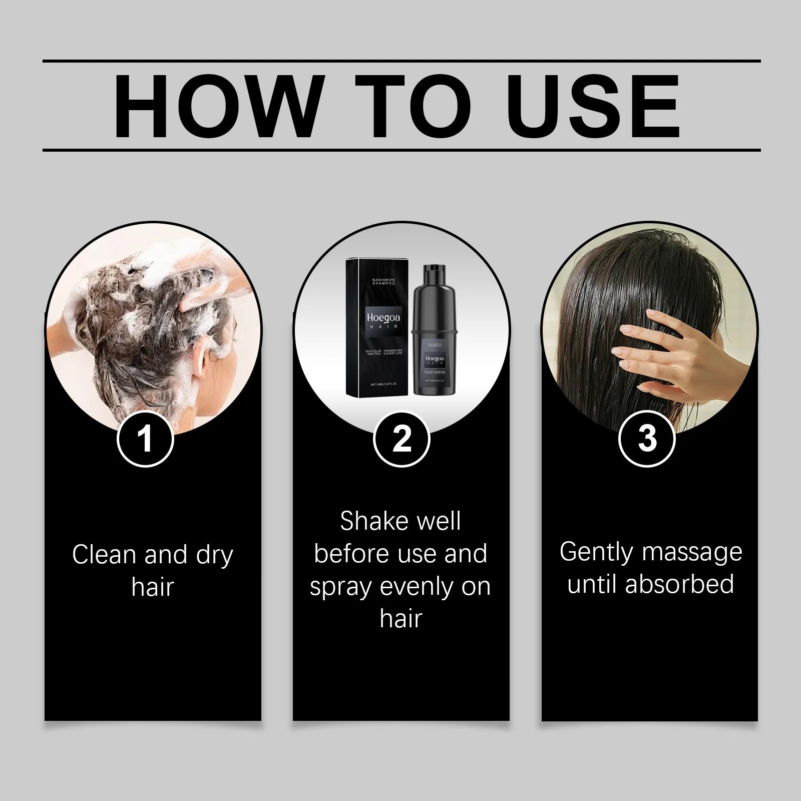 Instant Hair Color Dye Shampoo for Easy Grey Coverage - 15