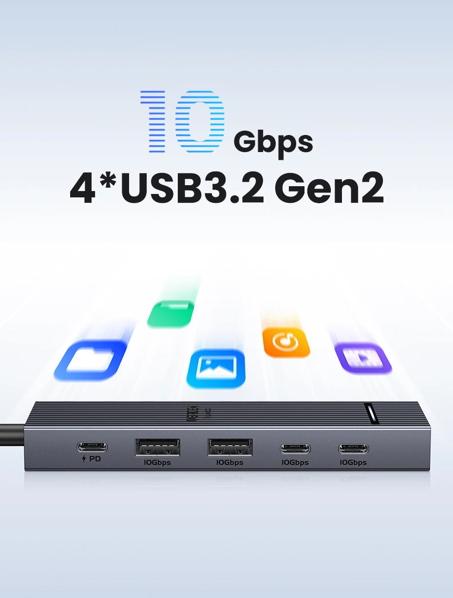 6-in-1 USB-C Docking Station with 4K 60Hz HDMI and 10Gbps Data Transfer