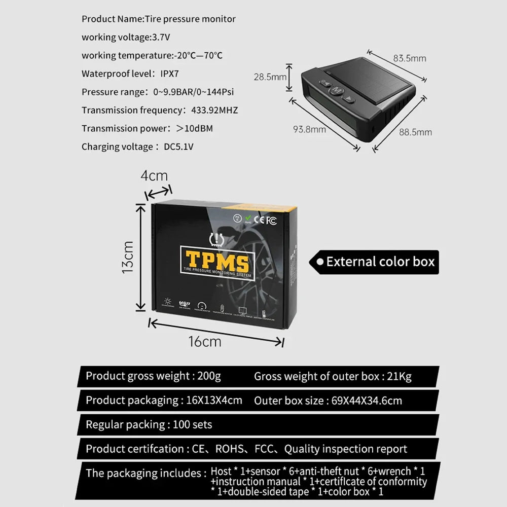Solar Tire Pressure Monitoring System for Trucks and RVs