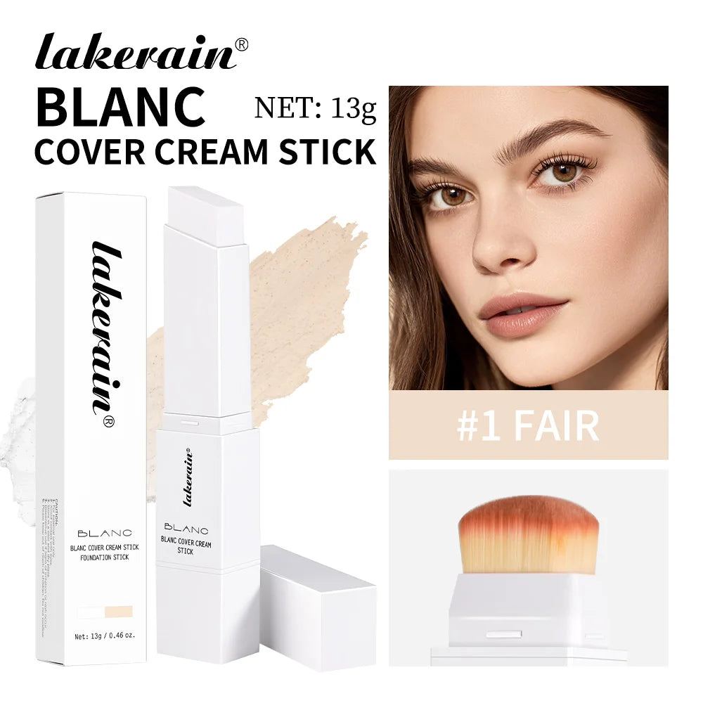 Dual-Ended Waterproof Foundation and Concealer Stick with Brush