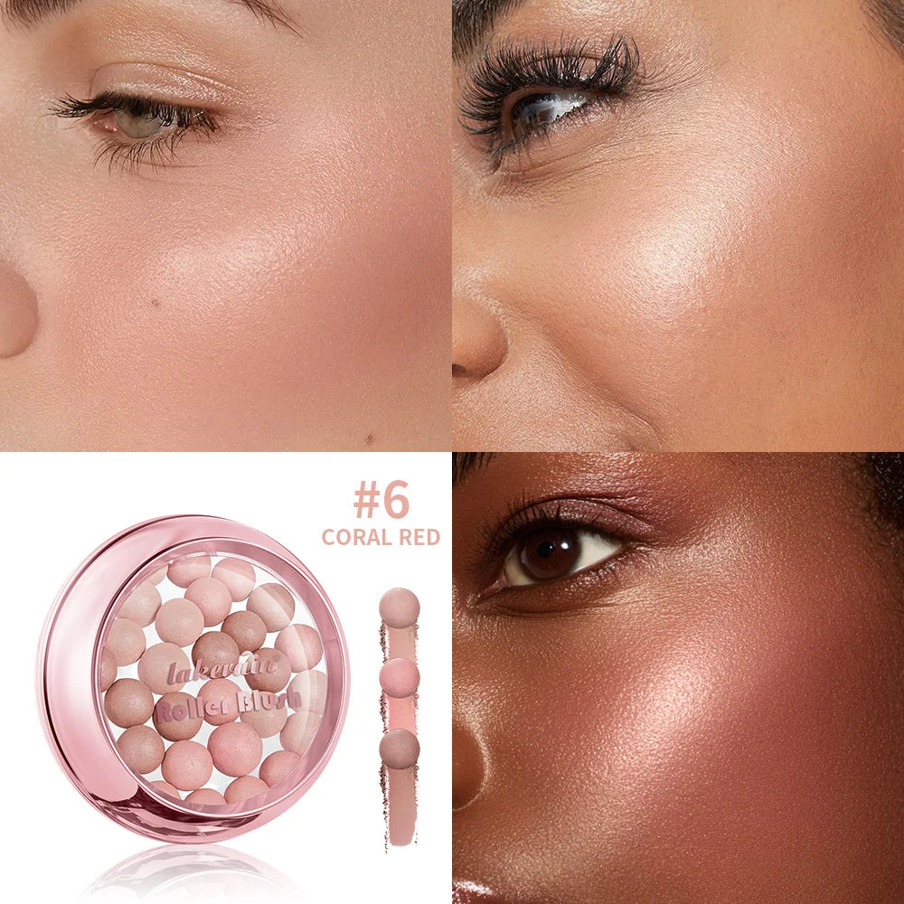 Spherical Powder Bead Blusher for Natural Shimmer Makeup