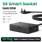 6-in-1 UK Plug Power Strip with 20W USB-C Fast Charging