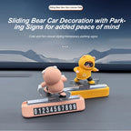Skateboarding Bear Car Dashboard Ornament with Parking Number Plate