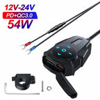 54W Motorcycle Dual Port USB Charger with Bluetooth Remote