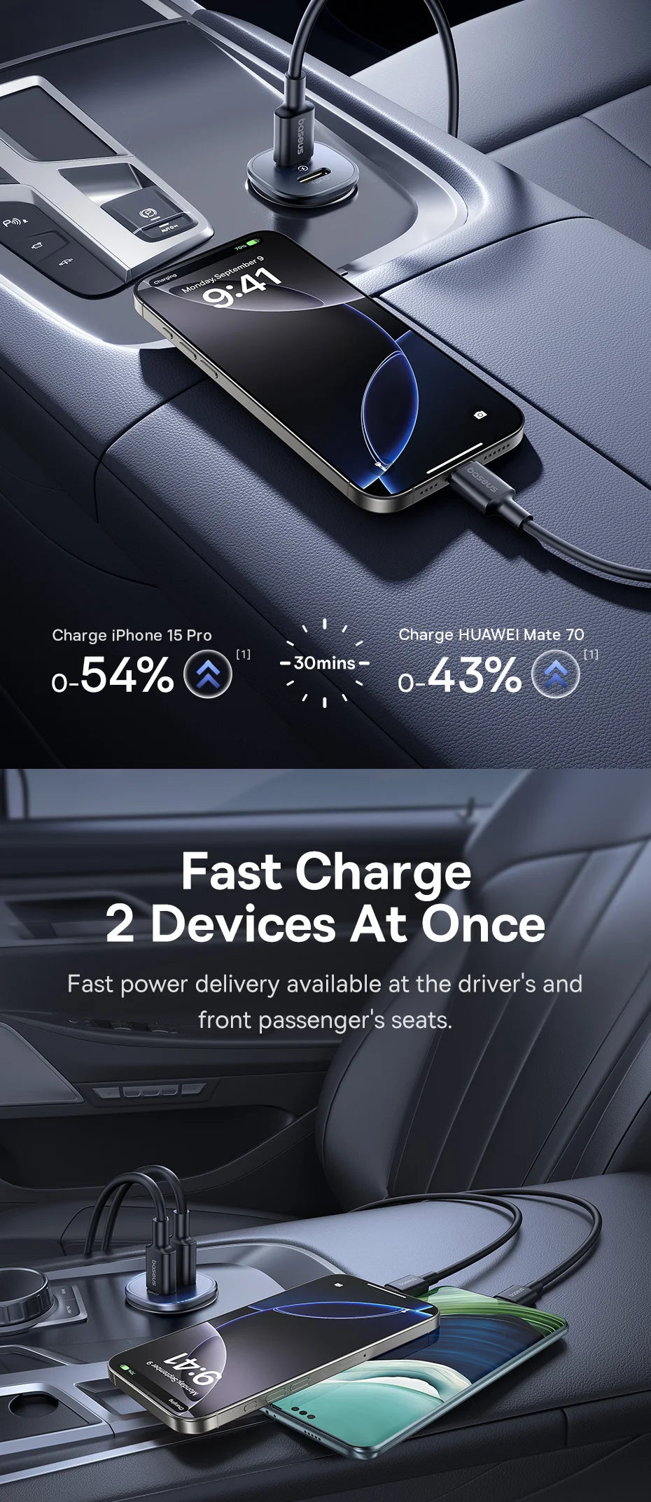 30W Dual Port Fast Car Charger USB and Type-C - 10