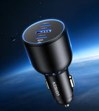 130W 3-Port Fast Car Charger for Laptops and Smartphones