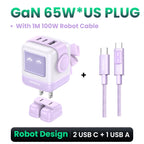 65W GaN USB-C Robot Fast Charger for Laptops and Smartphones