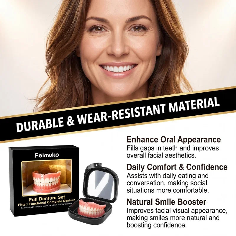 Comfort Fit Silicone Dentures for Upper and Lower Teeth