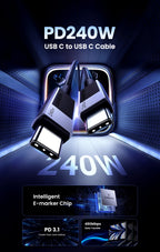 240W USB-C to USB-C Fast Charging and Data Sync Cable