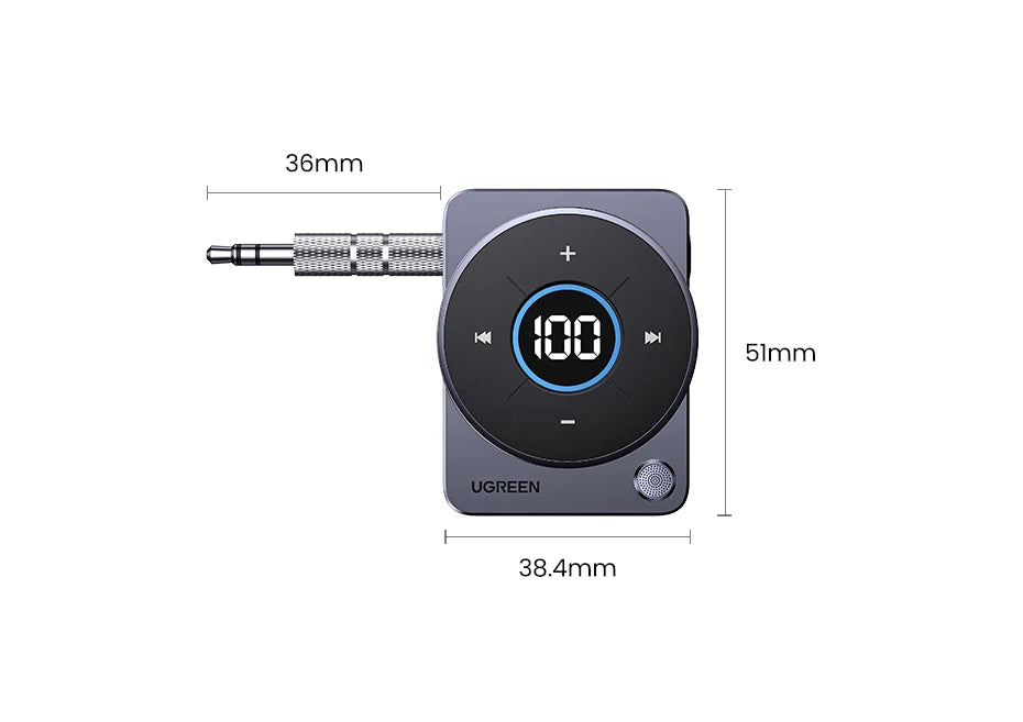 Bluetooth 5.4 Aux Adapter for Car with LED Display
