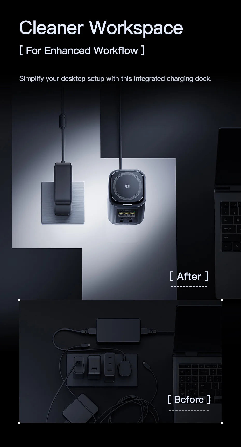 160W 15-in-1 USB-C Docking Station with 25W Wireless Charger