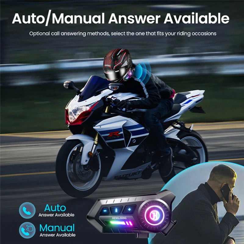 X3 Bluetooth 6.0 Motorcycle Helmet Headset with RGB Light and IP67