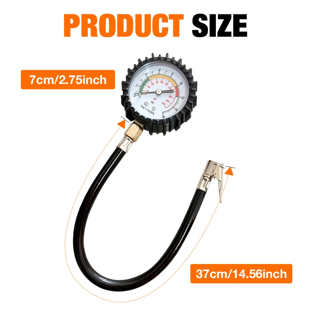 Heavy Duty Analog Tire Pressure Gauge for Cars and Motorcycles