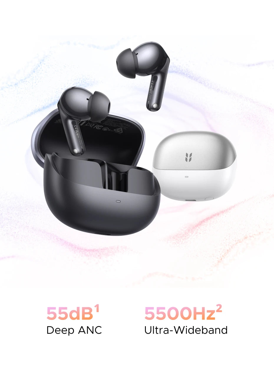 Wireless Noise Cancelling Earbuds with Adaptive ANC and 50H Battery