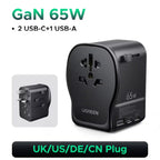 65W GaN Universal Travel Adapter with 2 USB-C and 1 USB-A Ports
