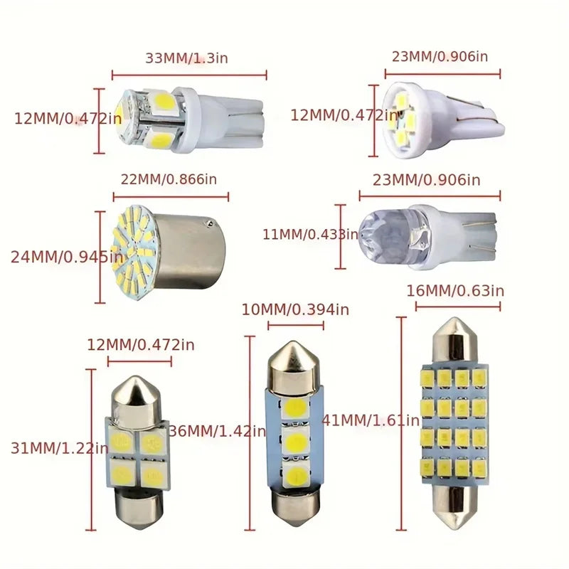 42 Piece 12V LED Interior Car Light Bulb Kit T10 and 1156 Assortment