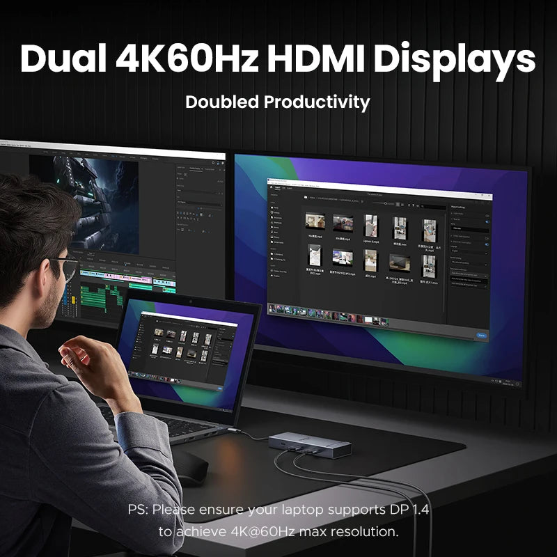7-in-1 USB-C Hub with Dual 4K 60Hz HDMI and 100W Charging - 2
