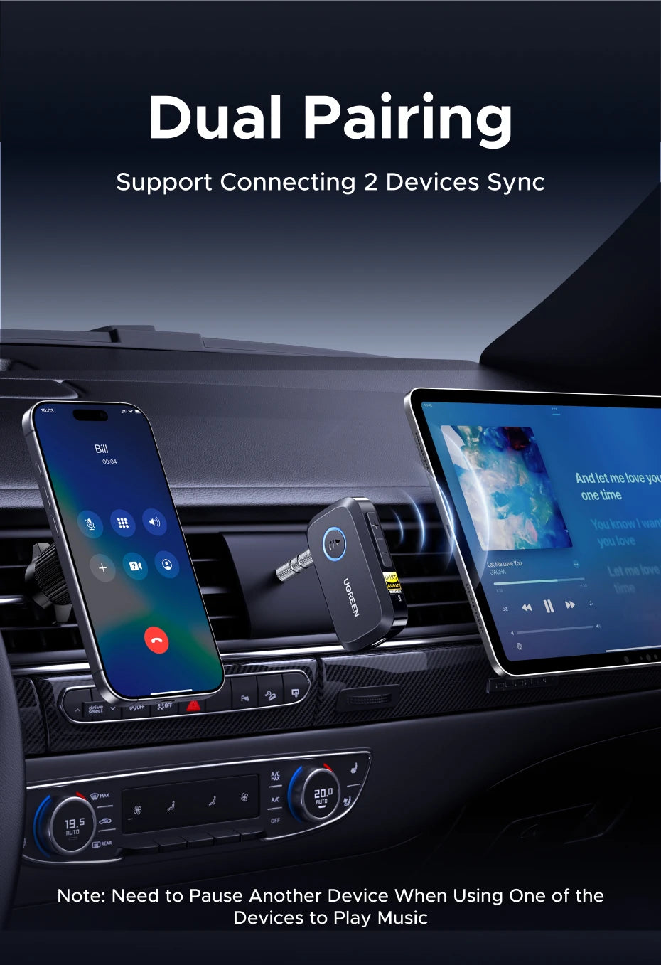 Bluetooth 5.4 Car Audio Receiver with 3.5mm AUX Adapter