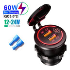 Dual QC 3.0 USB Fast Car Charger Socket 12V/24V Waterproof Outlet