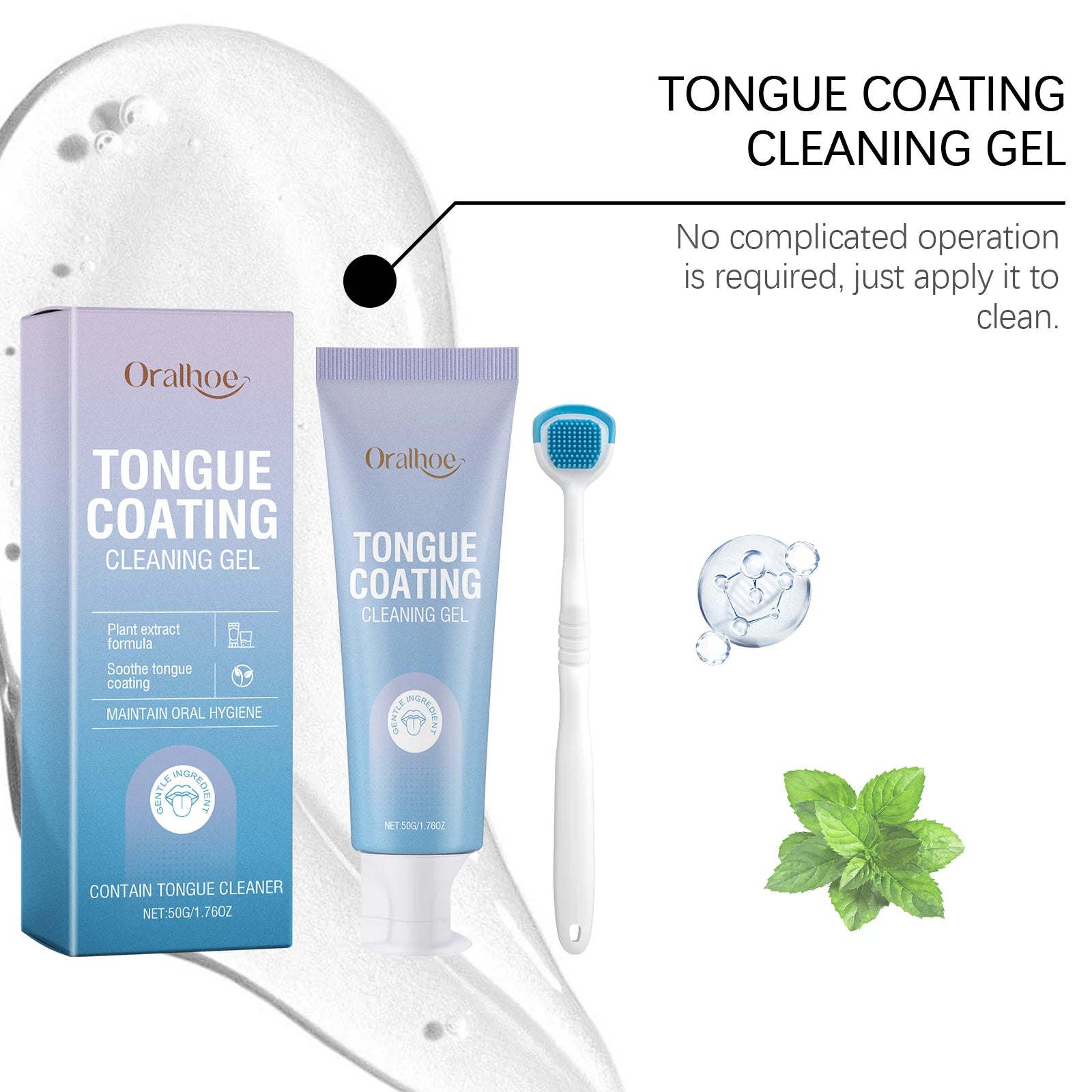 Tongue Cleaning Gel and Scraper Kit for Fresh Breath - 14