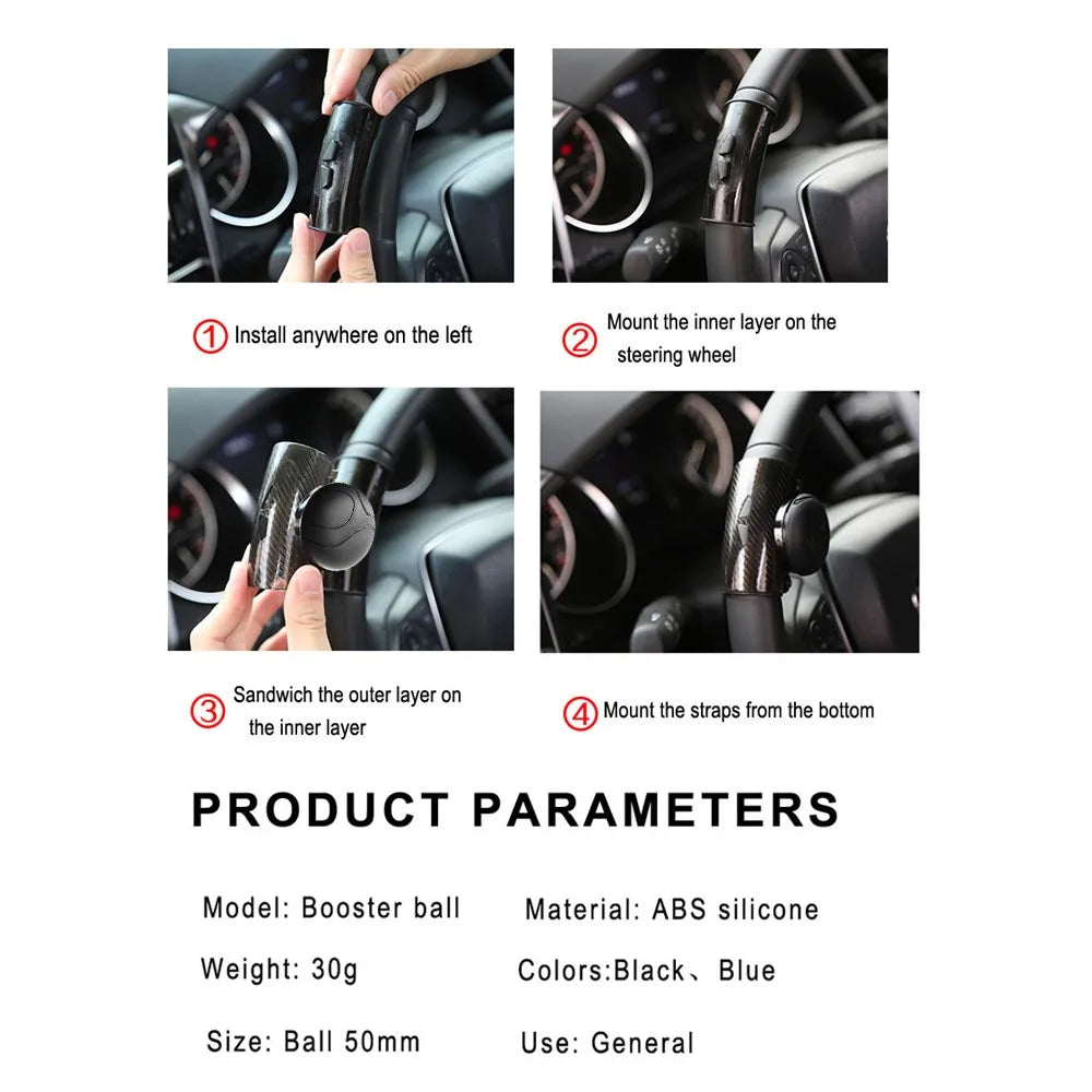 360 Degree Rotation Steering Wheel Booster Spinner Knob Handle