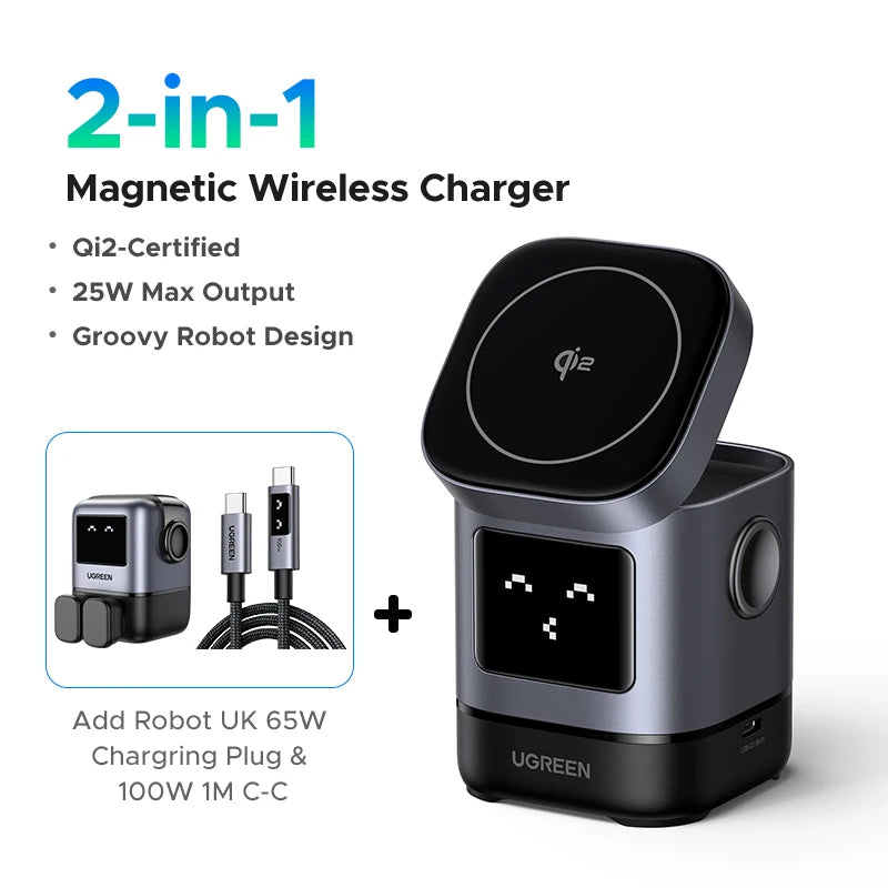 2-in-1 Qi2 15W Magnetic Wireless Charging Stand