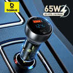 65W Dual Port Fast Car Charger with Voltage Display