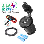 3.1A Dual USB Port Car Charger Socket for 12V 24V Vehicles