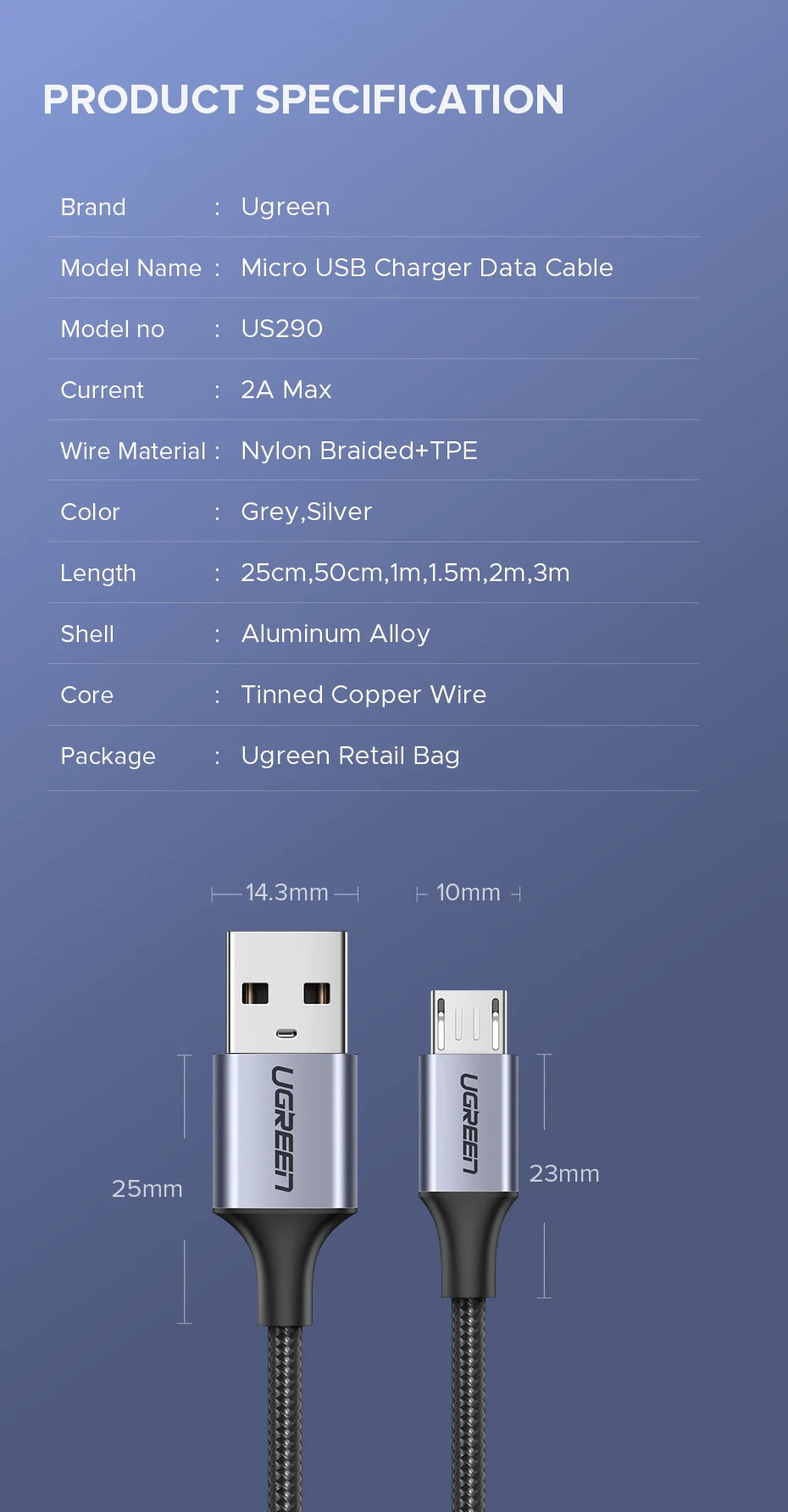 2A Fast Charging Micro USB Braided Data Cable - 19