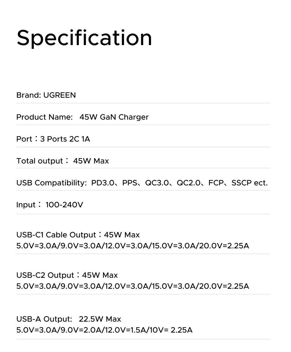 45W GaN Fast Wall Charger with Retractable USB-C Cable - 21