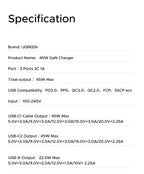 45W GaN Fast Wall Charger with Retractable USB-C Cable