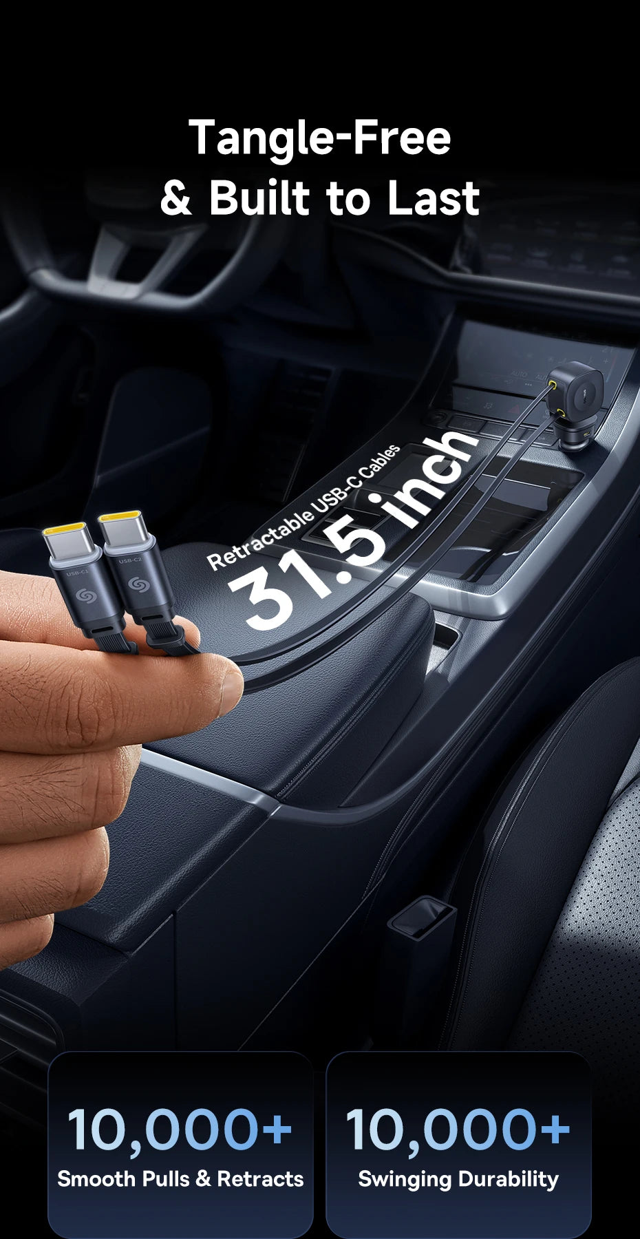 4-Port Fast Car Charger with Retractable Cables - 17