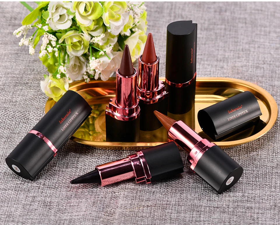 2-in-1 Waterproof Matte Lipstick and Lip Liner - 27