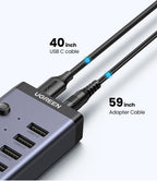 7-Port USB 3.0 Data Hub with Individual Switches and Power Adapter