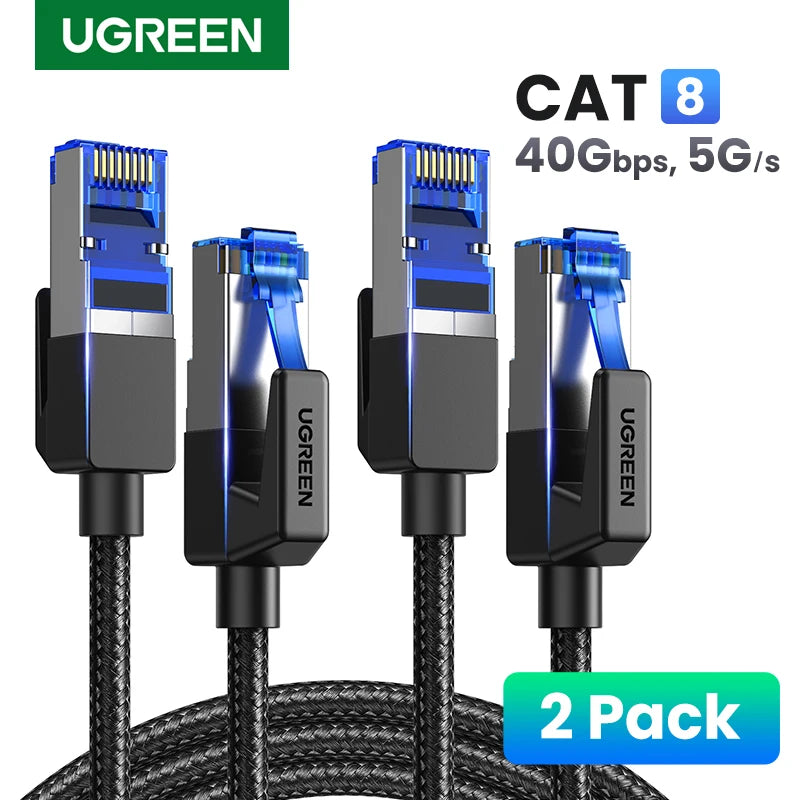Cat8 Ethernet Cable 40Gbps High-Speed Braided LAN Cord