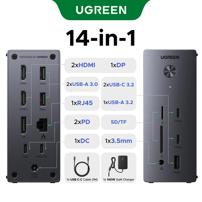 14-in-1 USB-C Triple Display Docking Station with 100W PD