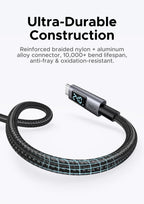 240W USB-C Fast Charging Cable with LED Real-Time Power Display