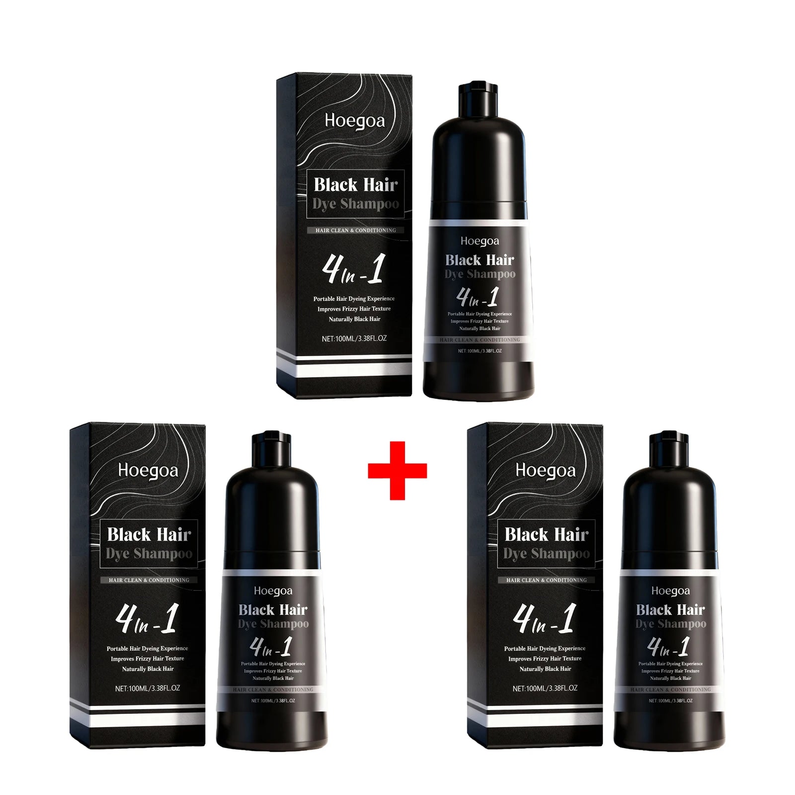 4-in-1 Instant Black Hair Dye Shampoo for Gray Coverage - 13