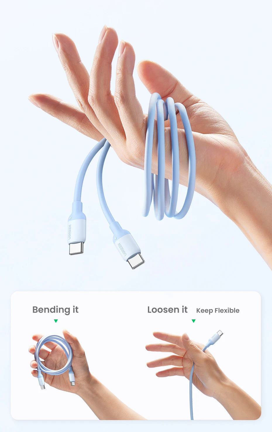 60W USB-C to USB-C Fast Charging Liquid Silicone Cable - 13
