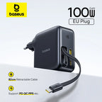 100W GaN Fast Charger with Retractable USB-C Cable