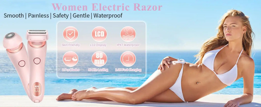 2-in-1 Electric Shaver for Women Wet and Dry Hair Remover