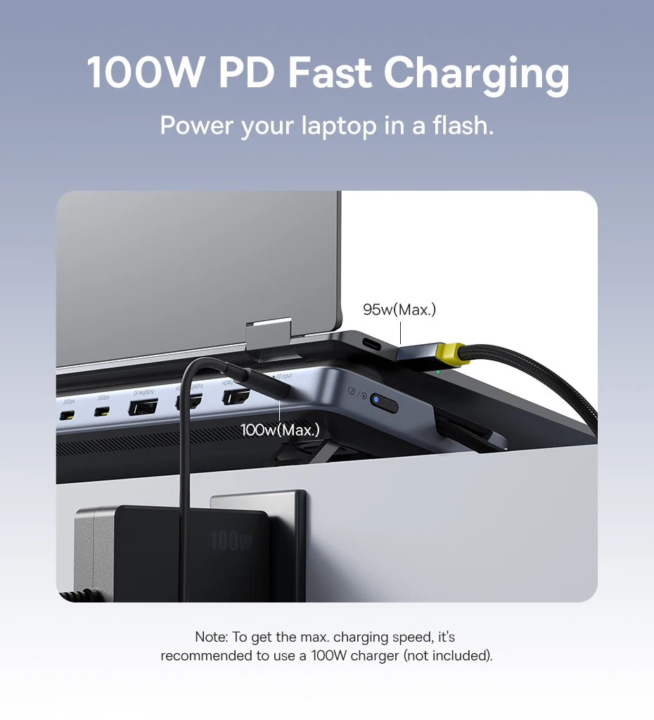 12-in-1 USB-C Triple Display Docking Station with Laptop Stand